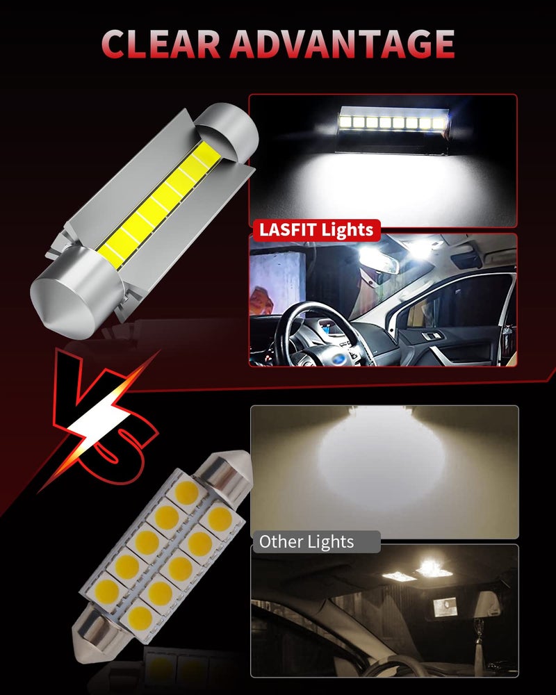 LASFIT 44mm LED Bulb Festoon 561 562 564 567 Bulb Canbus Error Free 400LM 6000K Extremely Bright Use for Trunk Cargo Light, License Plate Bulbs, Xenon White Upgraded(Pack of 2) - Image 3